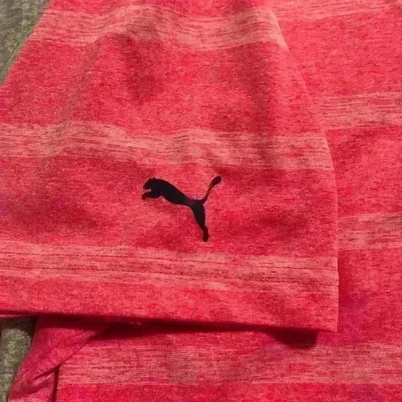 PUMA Pink Striped Performance Material Golf Polo‎ Shirt NWOT - Picture 7 of 7
